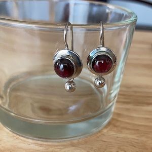 SILPADA Earrings .925 SS & Garnet Retired W0251